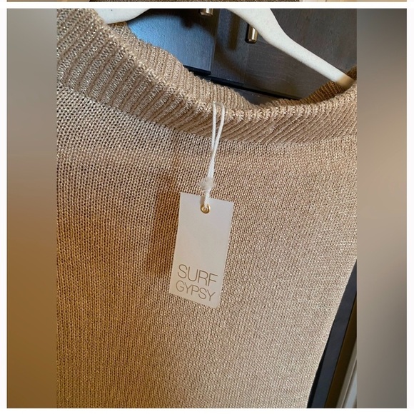 Gold crochet maxi knit skirt NWT - Picture 5 of 6